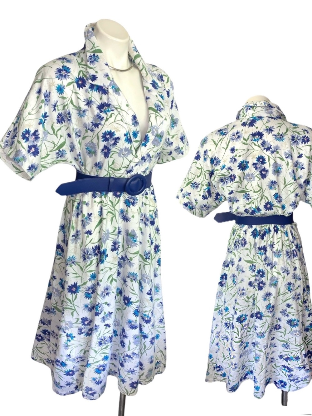 v i n t a g e :: Floral Cottagecore Cornflower Shirtdress - Picture 6 of 14